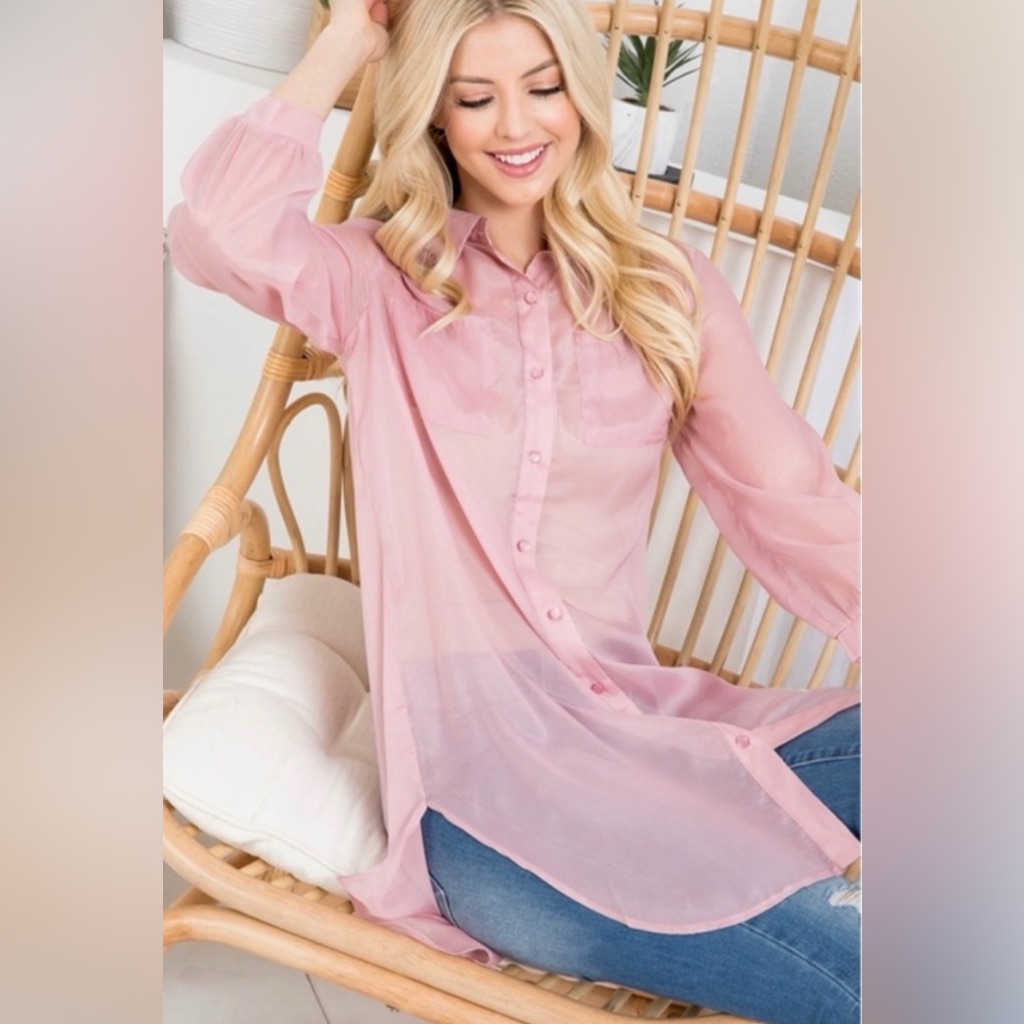 Pink Button Down Blouse